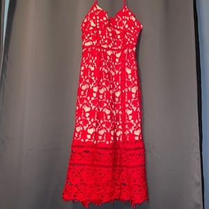 Red & nude dress